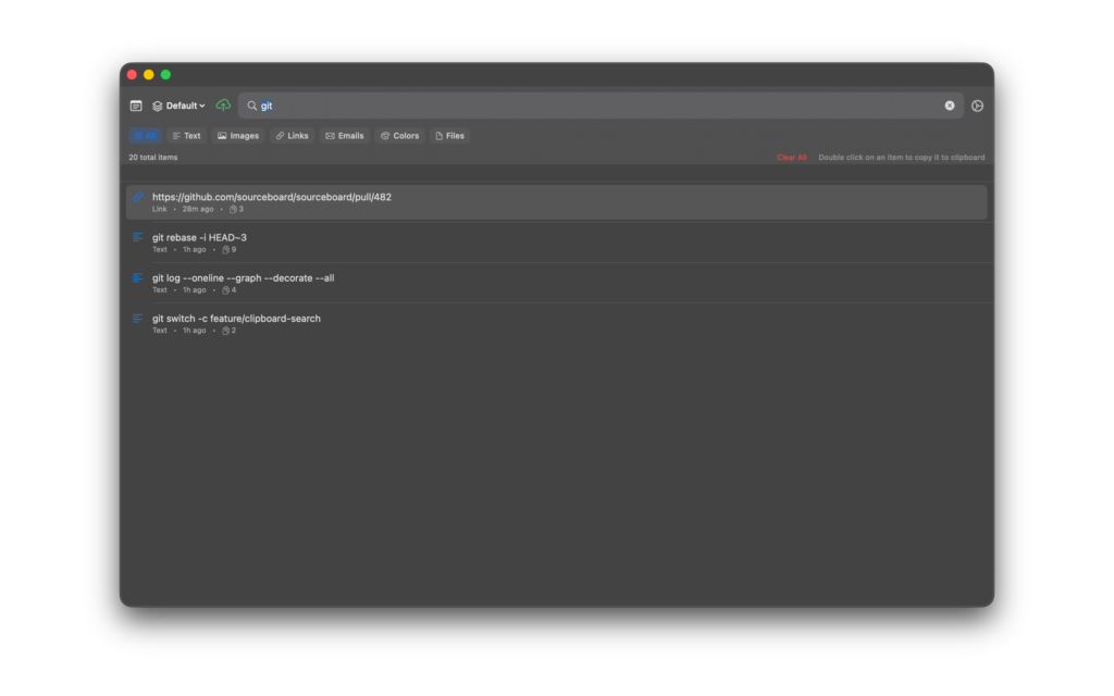 Search clipboard history on Mac