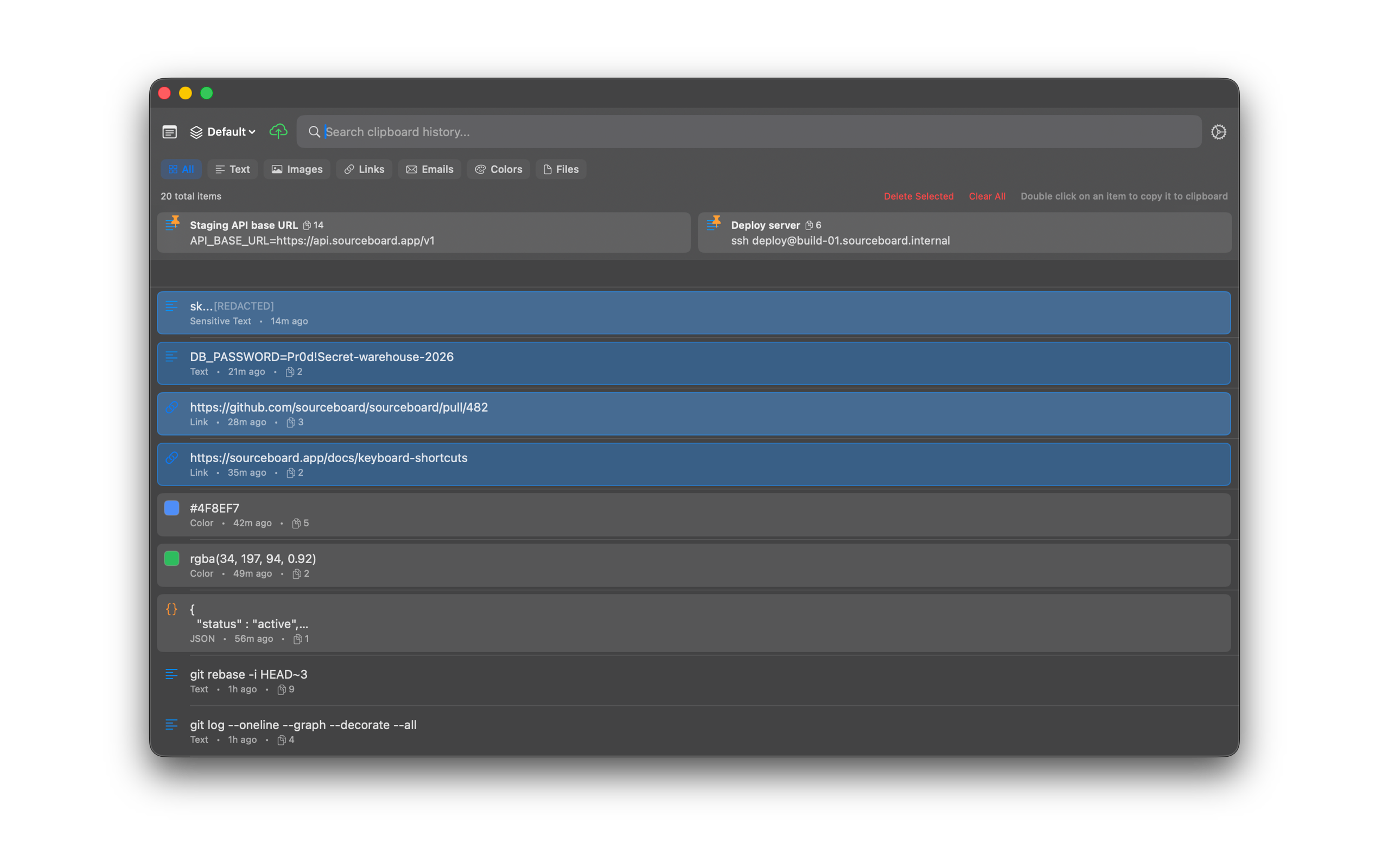 SourceBoard batch select