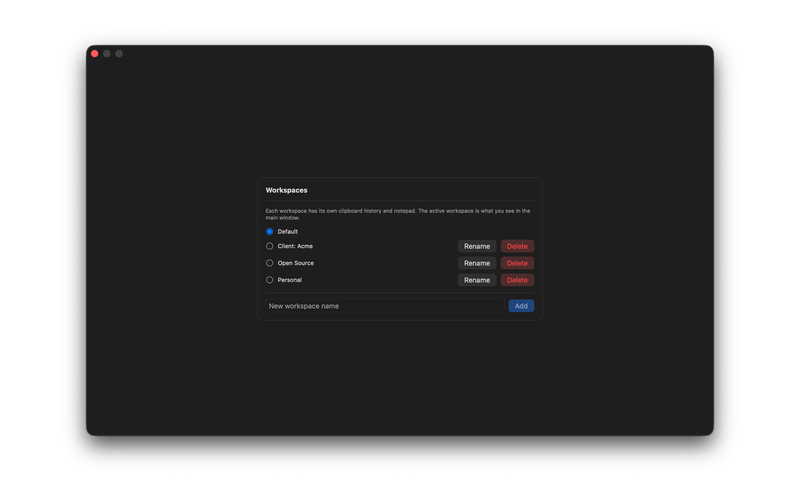 SourceBoard workspaces manager