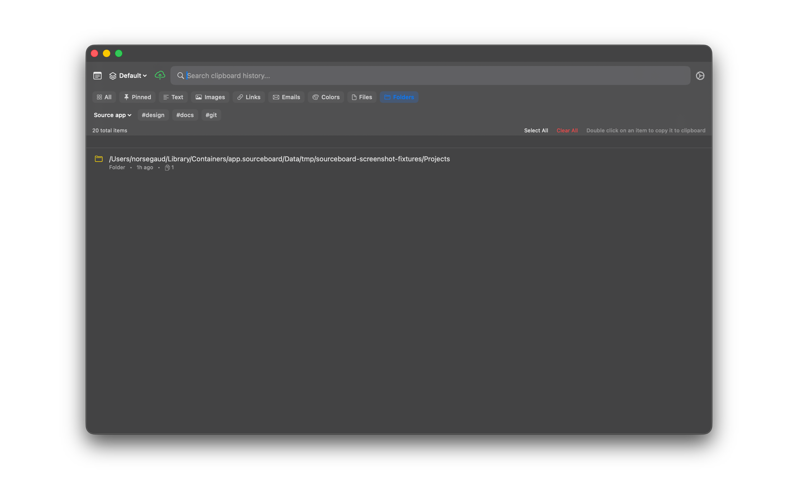 SourceBoard Folders filter