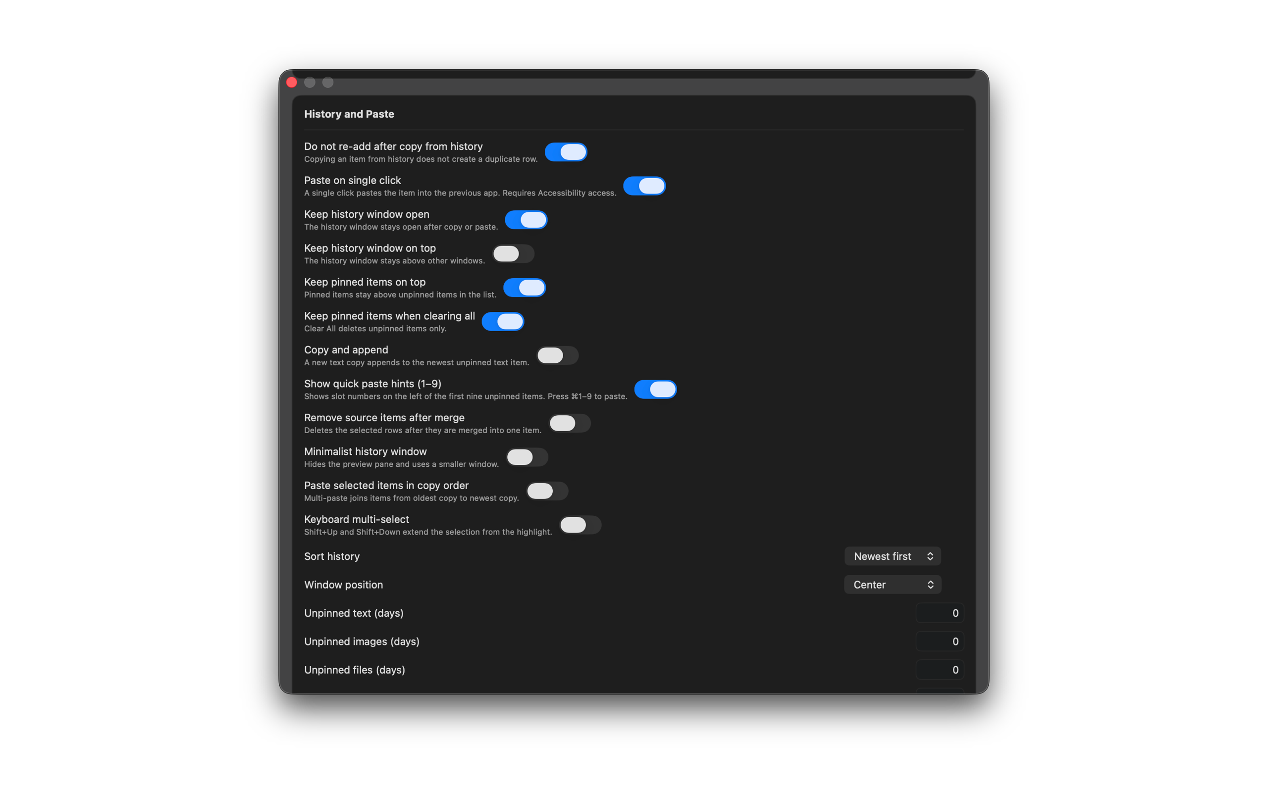 SourceBoard power user settings